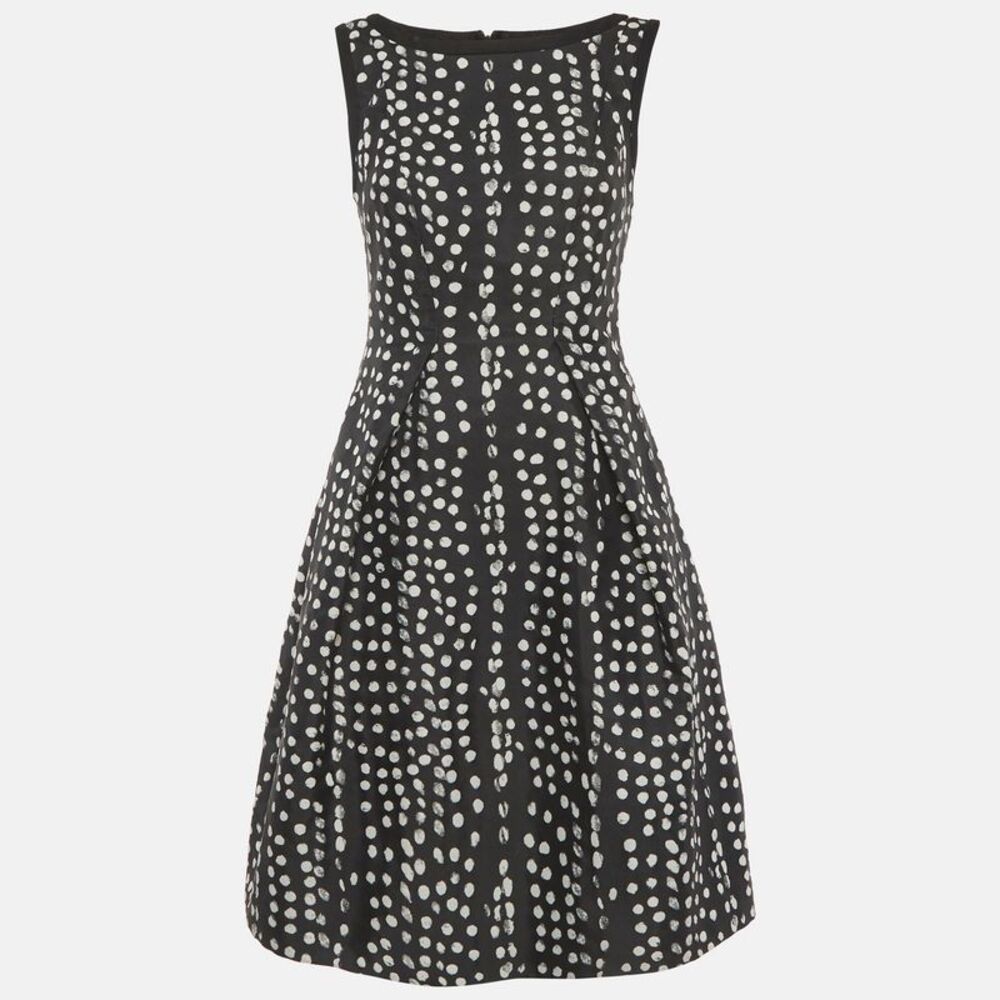 Max Mara Studio Black/white Dotted Flared Mini Dress M